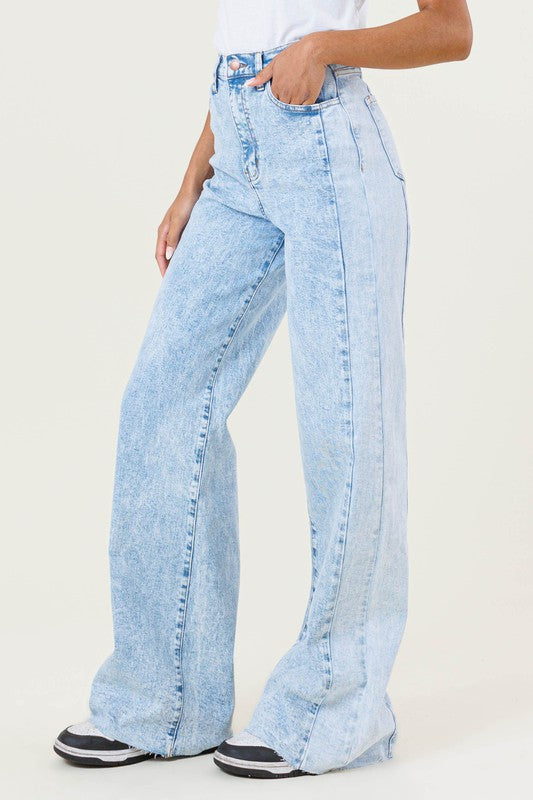 Dakoda High-Rise Color Block Wide Leg Jeans