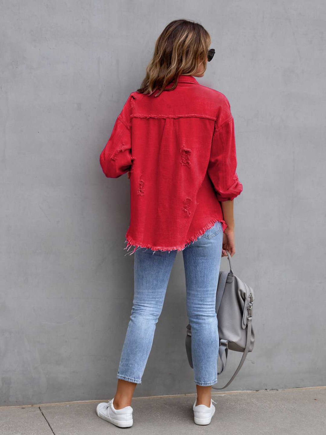 Color Blind Distressed Denim Jacket