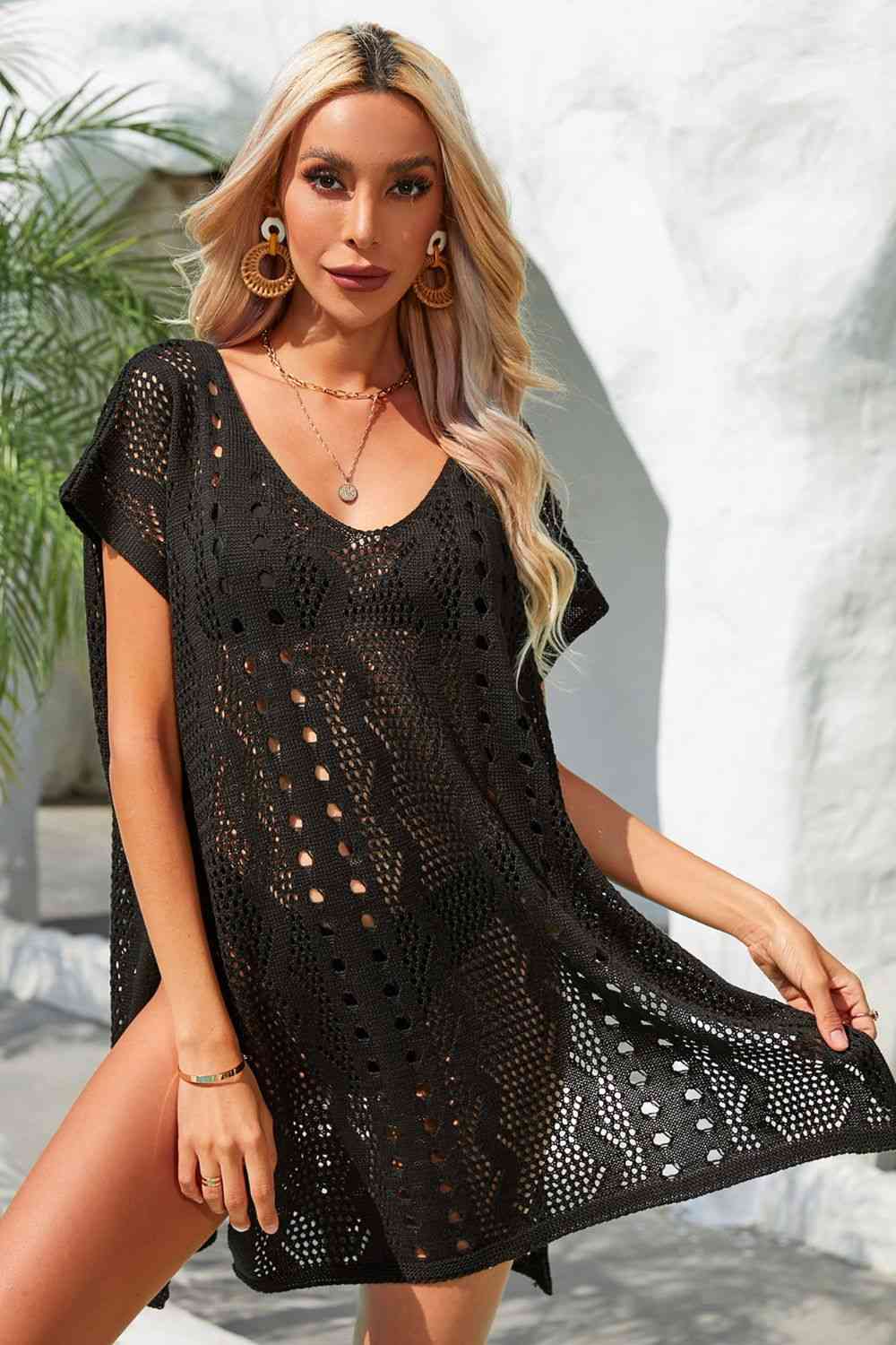 Caitlyn Plunge Dolman Sleeve Cover-Up Dress