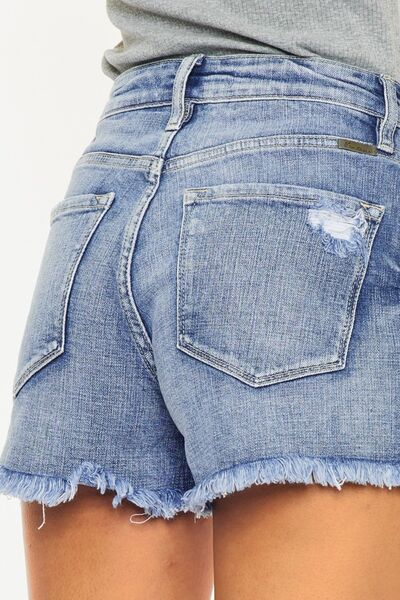 Baddie Distressed Raw Hem Denim Shorts