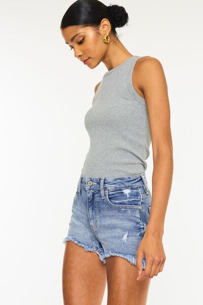 Baddie Distressed Raw Hem Denim Shorts